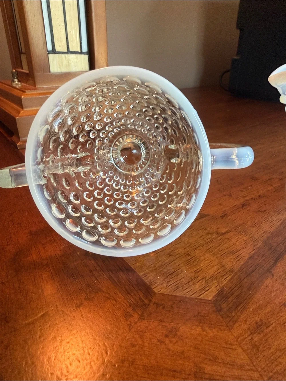 Vintage Moonstone Hobnail Creamer and Sugar Set